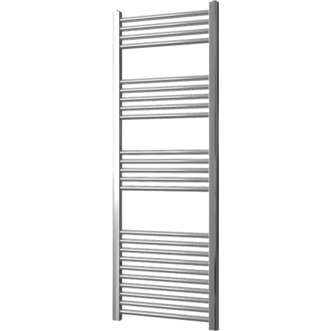 York Chrome Heated Towel Rail Flat 500mm wide x 1400mm high  Central Heating Towel Rail Designer Straight Towel radiator