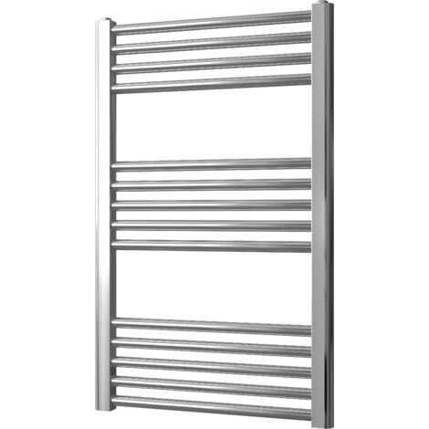 Greened House 500mm wide x 800mm Chrome Flat Central Heating Towel Rail high Designer Straight Towel radiator