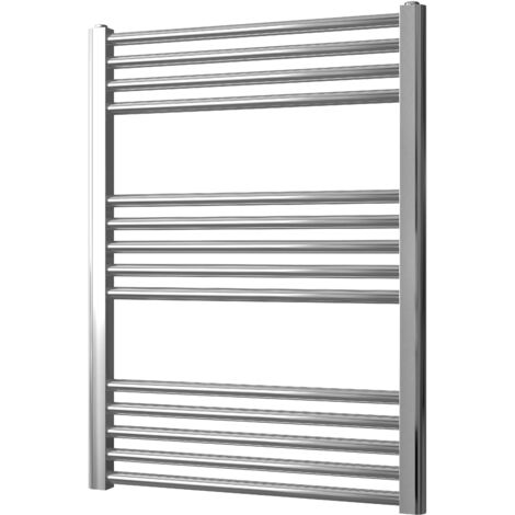 Greened House 600mm wide x 800mm Chrome Flat Central Heating Towel Rail high Designer Straight Towel radiator