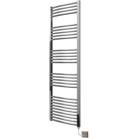 Greened House 500mm wide x 1600mm high Chrome Curved Electric Heated Towel Rail Designer Towel radiator