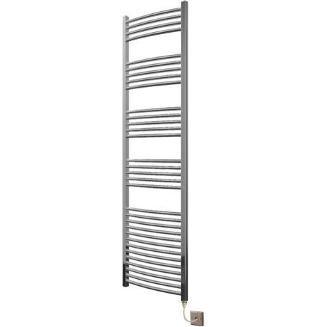 Greened House 500mm wide x 1800mm high Chrome Curved Electric Heated Towel Rail Designer Towel radiator