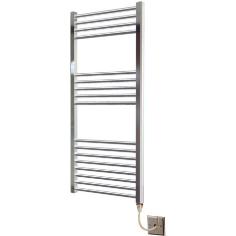 Chrome Straight Electric Heated Towel Rail 400mm W x 1000mm H