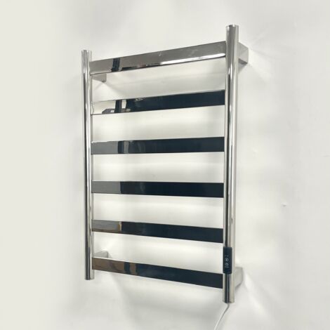 FALA Electric Towel Rail Flat Tube 700mm High x 400mm Wide Stainless Steel Finish Energy Efficient Bathroom Towel Radiator