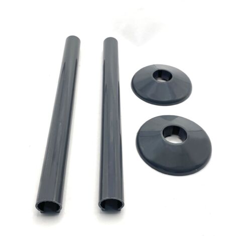 Anthracite Radiator Pipe Covers SnapFit 2 Pack 200mm Long 15mm Pipe Central Heating Clip On Covers Snappit
