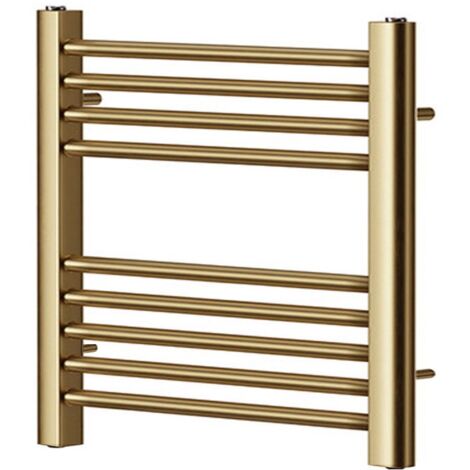 York Flat Brushed Brass Central Heating Towel Rail 400mm Wide x 600mm High