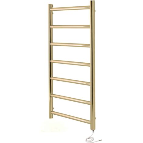 Manissa Selby  Electric Brushed Brass Heated Towel Rail 500mm W x 800mm H Bathroom Towel Radiator