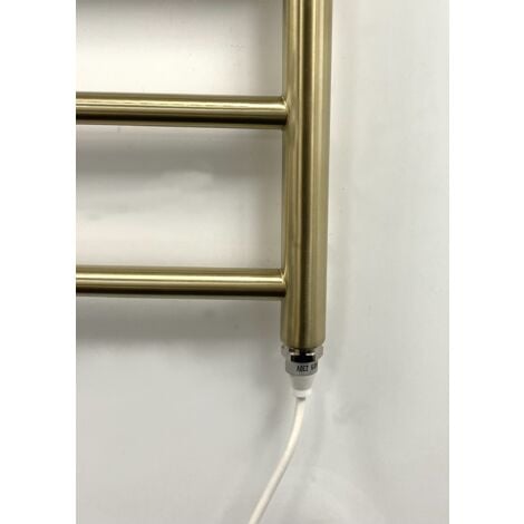 Manissa Selby  Electric Brushed Brass Heated Towel Rail 500mm W x 800mm H Bathroom Towel Radiator