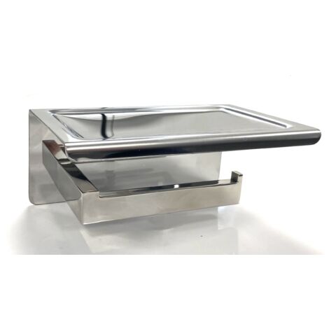 Manissa Toilet Roll Holder with Mobile Phone Shelf Stainless Steel Wall Mounted Bathroom Accessory Made from 304 Grade Stainless Steel