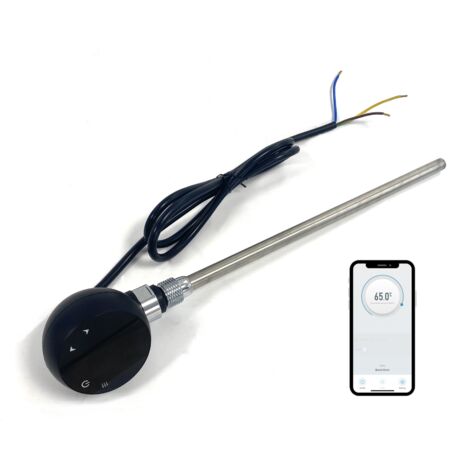 300w WiFi Electric Smart Heating Element for Towel Rails and Radiators with LED touchscreen Thermostat/Timer Energy Efficient Black