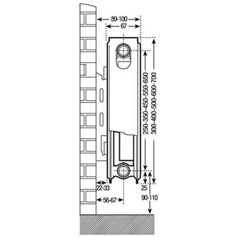 Prorad Type 21 500mm high (Width: 400mm) Double Panel Compact Convector Central Heating Radiator