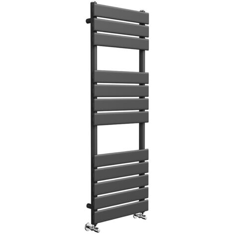 Richmond Heated Towel Rail Flat Panel Black 500mm W x 1200mm H Bathroom Towel Radiator