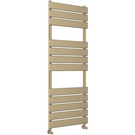 Richmond Heated Towel Rail Flat Panel Brushed Brass 500mm W x 1200mm H Bathroom Towel Radiator