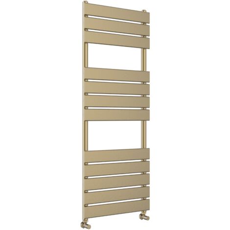 Richmond Heated Towel Rail Flat Panel Brushed Brass 400mm W x 1200mm HBathroom Towel Radiator