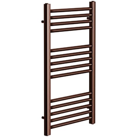 York Brushed Bronze Heated Towel Rail Flat Central Heating Bathroom Radiator 400mm W x 800mm H