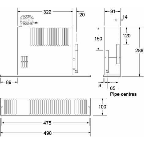 Smiths SS3 Central Heating Kitchen Plinth Heater, Under Cupboard Fan Heater