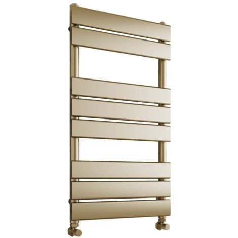 Richmond Heated Towel Rail Flat Panel Brushed Brass 400mm W x 800mm H Bathroom Towel Radiator