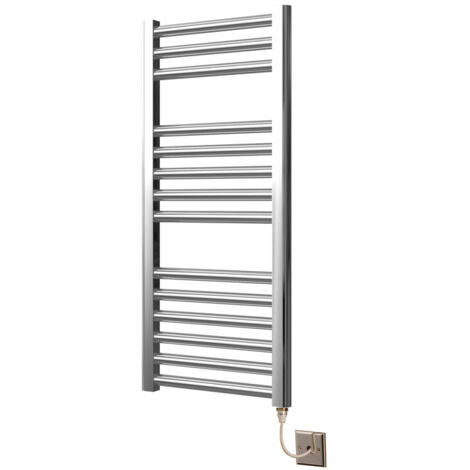 Extra High Heat Output Chrome Electric Towel Rail 400 x 800mm Flat Bathroom Radiator Heater