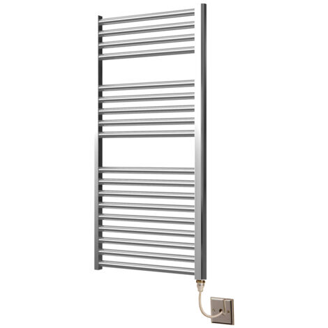Extra High Heat Output Chrome Electric Towel Rail 500 x 1000mm Flat Bathroom Radiator Heater