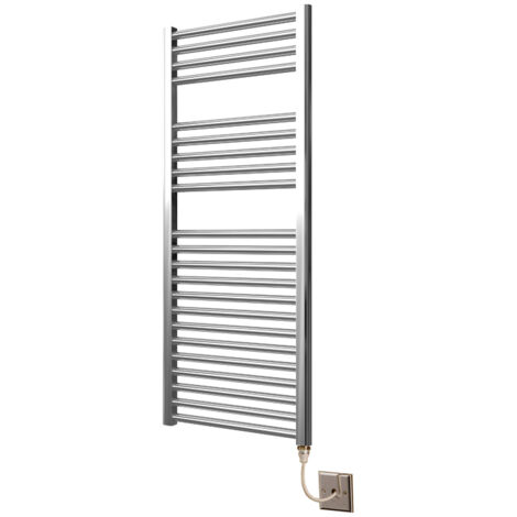 Extra High Heat Output Chrome Electric Towel Rail 500 x 1200mm Flat Bathroom Radiator Heater