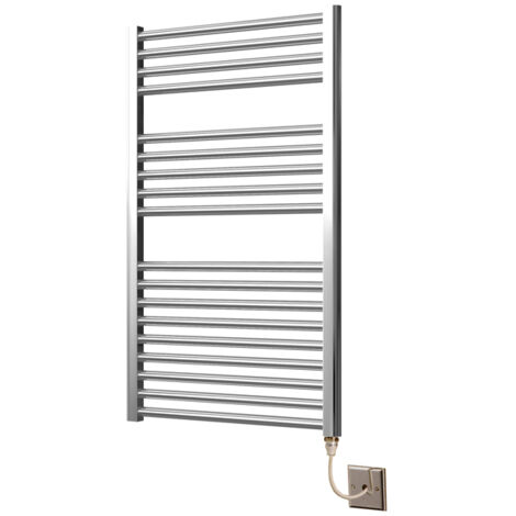 Extra High Heat Output Chrome Electric Towel Rail 600 x 1000mm Flat Bathroom Radiator Heater