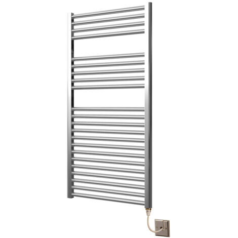 Extra High Heat Output Chrome Electric Towel Rail 600 x 1200mm Flat Bathroom Radiator Heater