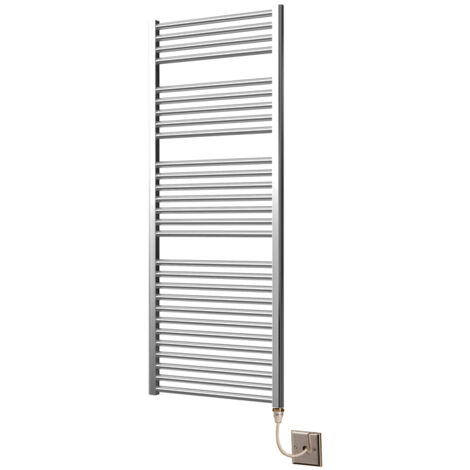 Extra High Heat Output Chrome Electric Towel Rail 600 x 1500mm Flat Bathroom Radiator Heater