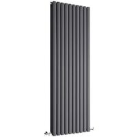 Double Tall Vertical Oval Panel Radiator Anthracite 1800mm High 590mm Wide