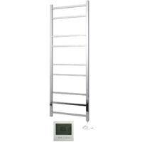 Greened House Cumbria Electric Square Tube Stainless Steel Heated Towel Rail 600x1395mm Mirror Polished Finish + 7 Day Timer/Thermostat