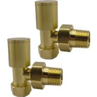 Alton Angled Brushed Brass Valves 1/2" /15mm Radiator valves Solid Brass