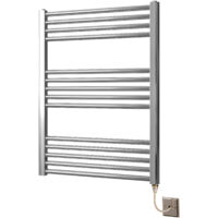 York Flat Chrome Electric Towel Rail 600 x 800mm Towel Radiator