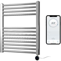 Chrome Electric Smart WiFi Controlled Heated Towel Rail 500mm W x 600mm H Straight 7 Day Programmable Timer App Compatibility