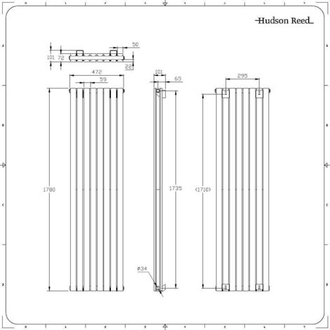 Hudson Reed Sloane Design Heizkörper | 1780 X 472 Mm | Anthrazit | Für Zentralheizung | 1516 Watt