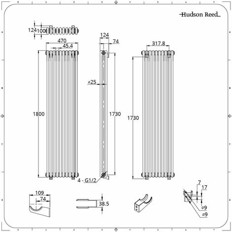 Gliederheizkörper mit TRV Chromventile – 1600mm x 240mm – Schwarz