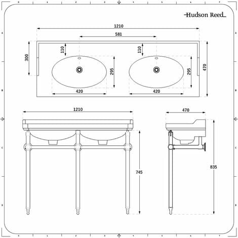 Diagramm Doppelwaschbecken Waschtisch