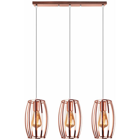 Vintage Pendant Light 3 Lamp Holders Metal Lampshade Industrial Pendant Lamp Creative Ceiling Light E27 for Kitchen Loft Hallway Decorative Lighting Rose Gold
