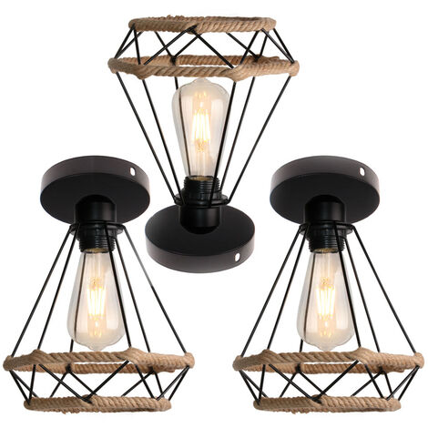 3 Piece) Vintage Ceiling Lamp Industrial Diamond Ceiling Light