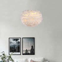 White Feather 30CM Pendant Light Modern Chandelier E27 Feather Pendant Lamp for Living Room Dining Room Bedroom