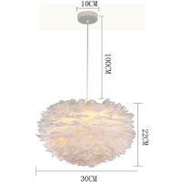White Feather 30CM Pendant Light Modern Chandelier E27 Feather Pendant Lamp for Living Room Dining Room Bedroom