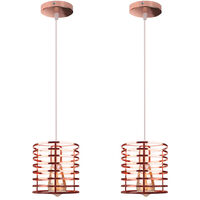 2PCS Industrial Hanging Light Retro Pendant Light Rose Gold Metal Lampshade Vintage Chandelier for Indoor Decoration Loft Bar Kitchen Cafe Bedroom