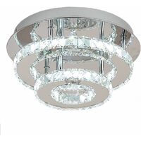 Modern Led Ceiling Light Luxury Clear Crystal Chandelier Round Ceiling Lamp for Dining Room Bathroom Bedroom Living Room Cool White