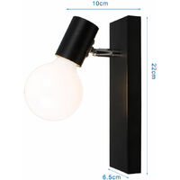 2X Creative Longboard Base Wall Light Retro Metal Wall Lamp Industrial Wall Sconce for Bedside Stairs Office Black