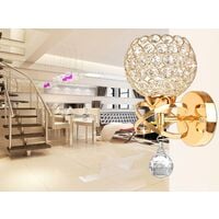 2PCS Modern Crystal Wall Light Style Crystal Wall Lamp Nordic Wall Sconce for Bedroom Aisle Living Room Wall Light Holder E14 Socket,Gold