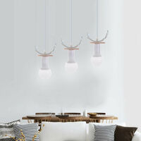 Creative Deer Pendant Lamp Rural Antlers Pendant Light Retro Ceiling Lamp Modern Ceiling Light for Cafe Bar Office White