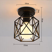 Vintage Ceiling Light Iron Metal Lampshade Industrial Ceiling Lamp Cage Retro Chandelier for Cafe Hallway Bedroom Kitchen Living Room Black