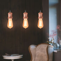 Vintage Hanging Light Rose Gold Retro Pendant Light Simple Pendant Lamp E27 Socket 3 Lights Modern Chandelier