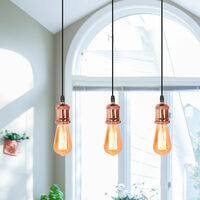 Vintage Hanging Light Rose Gold Retro Pendant Light Simple Pendant Lamp E27 Socket 3 Lights Modern Chandelier