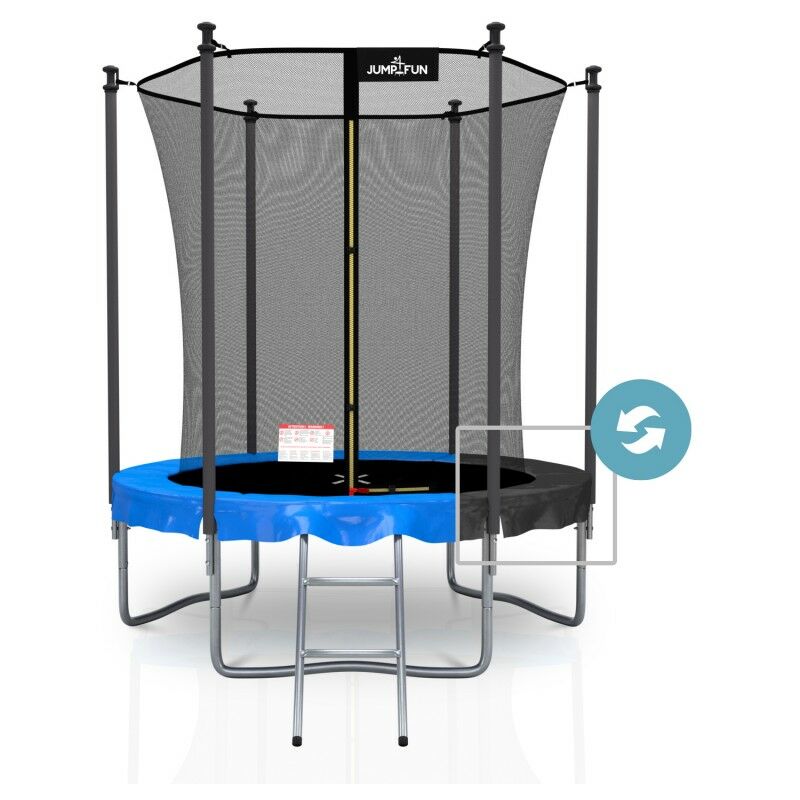 HOMCOM Trampoline pour enfants Ø 183 cm avec filet de sécurité et  revêtement antirouille galvanisé usage extérieur bleu et noir