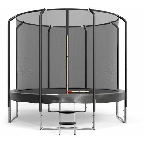 Trampoline Semi-Pro 10FT / 305cm Noir avec Filet de sécurité, Tapis de saut, Coussin de protection, Echelle