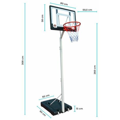 Panier de Basket sur Pied Mobile "Charlotte" Hauteur Réglable de 2,1m a 2,6m