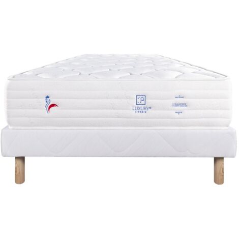Ensemble Matelas Patriote Mousse, 27 cm, mousses haute densité , ferme, face été/hiver + sommier blanc ep 13cm, 160x200cm (1/5)
